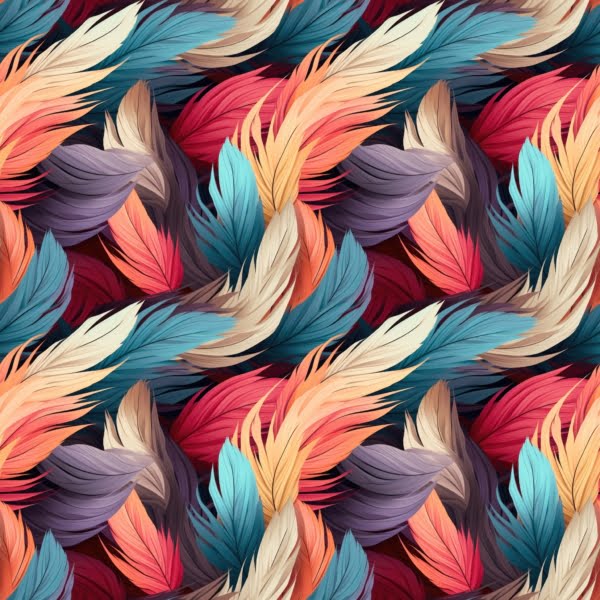 Earthy autuminal coloured whispy Feather like leaves a beautiful jersey stretch fabric for sewing clothes.