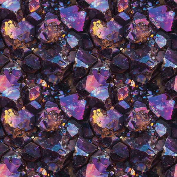 Purple and glittery effect Labradorite crystal Geode crystal design it is a beautiful jersey stretch fabric for sewing clothes.