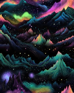 PREORDER due October Aurora Borealis Mountains Jersey Fabric £16.50pm