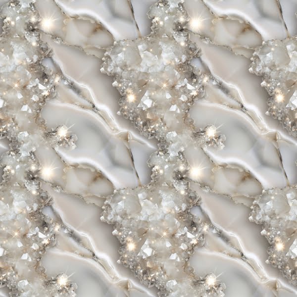 Stunning White glittery effect Quarts crystal Geode design it is a beautiful jersey stretch fabric for sewing clothes.