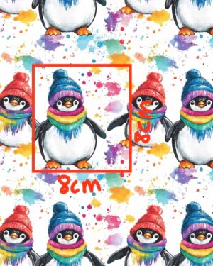 PREORDER Paint Splat Penguins French Terry Fabric Due November 2024 £18m