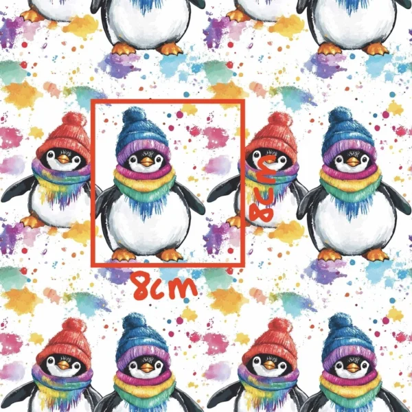 Paint Splat Penguins French Terry Fabric £18m - Image 2