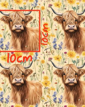 PREORDER due November Yellow Highland Cow Jersey Fabric £16.50pm