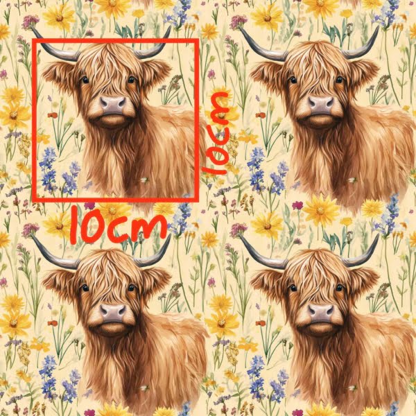 PREORDER due November Yellow Highland Cow Jersey Fabric £16.50pm 5