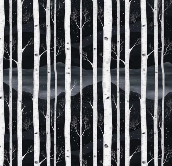 PREORDER Monochrome Birch Tree French Terry Fabric Due November 2024 £18pm 9