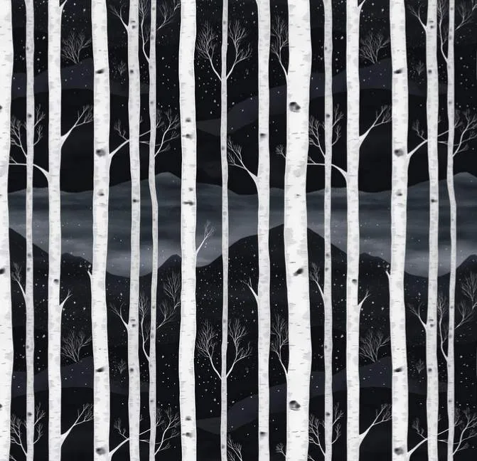 Monochrome Birch Tree French Terry Fabric £18pm - Image 6
