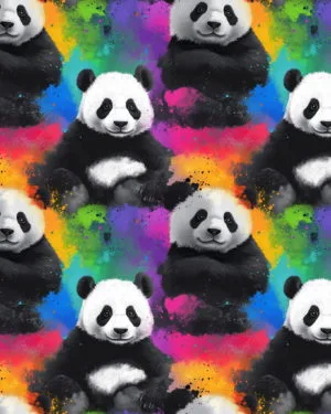 Rainbow Panda Jersey Fabric £16.50pm
