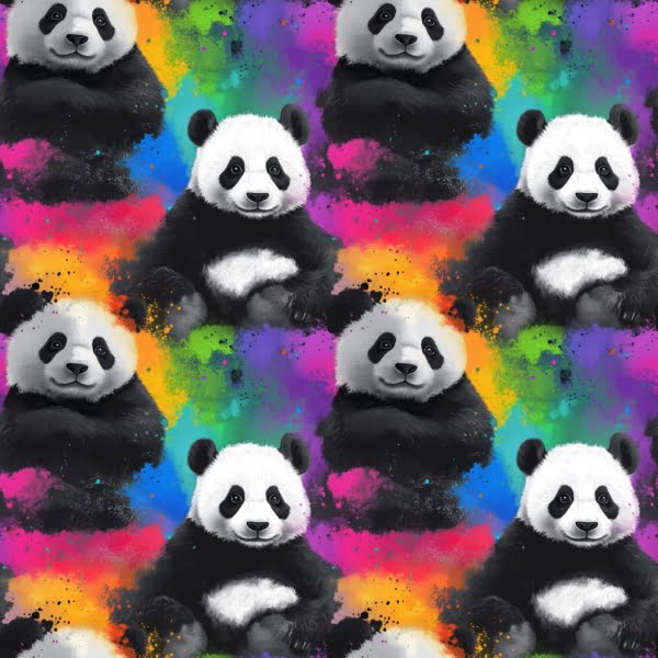 PREORDER due November Rainbow Panda Jersey Fabric £16.50pm 4