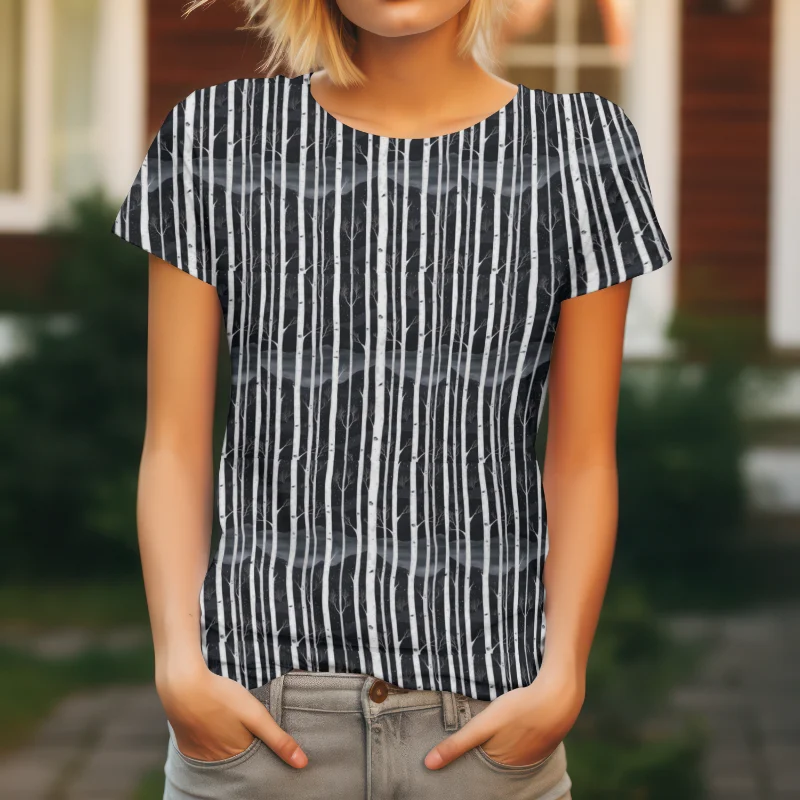 Monochrome Birch Tree French Terry Fabric £18pm - Image 4