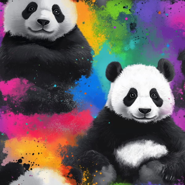 PREORDER due November Rainbow Panda Jersey Fabric £16.50pm 8