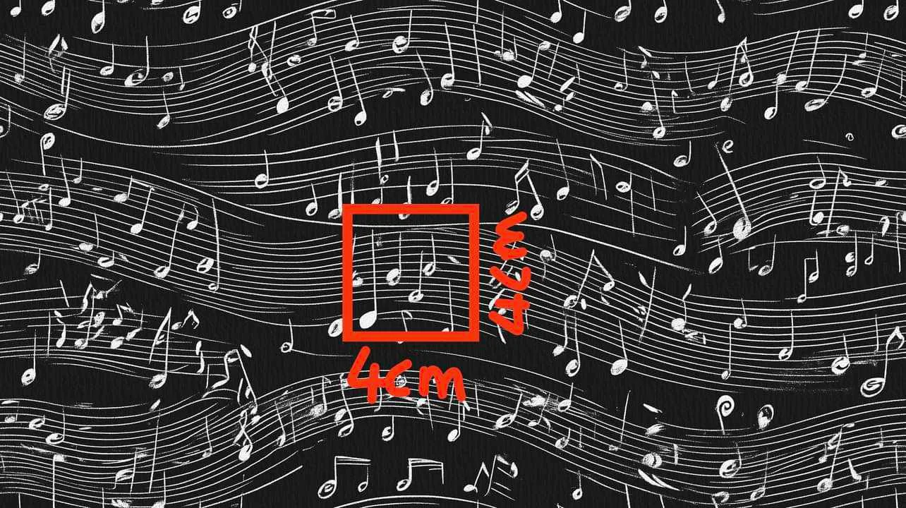 Music Notes Squish Fabric £17pm 6 abstract Musical notes play beautifully across this elegant design. This design is on a deep coloured background, a beautiful jersey stretch fabric for sewing clothes.