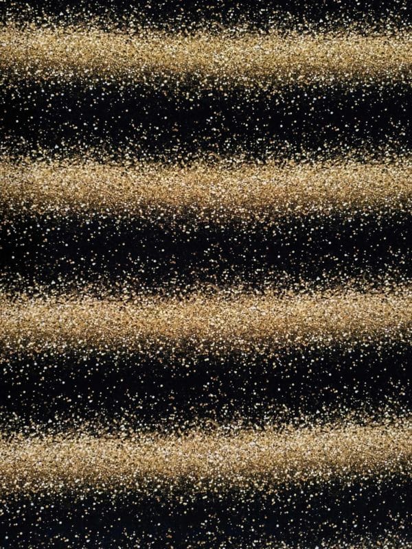 stripes of Black and gold glitter effect, merging into one another, looks realistic but it is printed on beautiful quality stretch jersey fabric, perfect for sewing your own clothes.