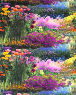 Monet Flower Garden Jersey Fabric £16.50pm