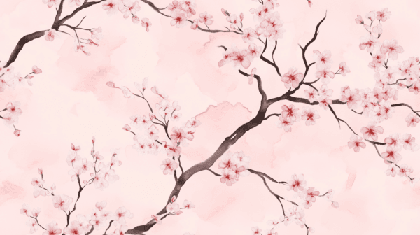 A delicate fabric design of japanese cherry blossom. This design is on a light pink background, a beautiful jersey stretch fabric for sewing clothes.