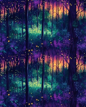 PREORDER Due December Sunset Firefly Forest French Terry Fabric £18pm