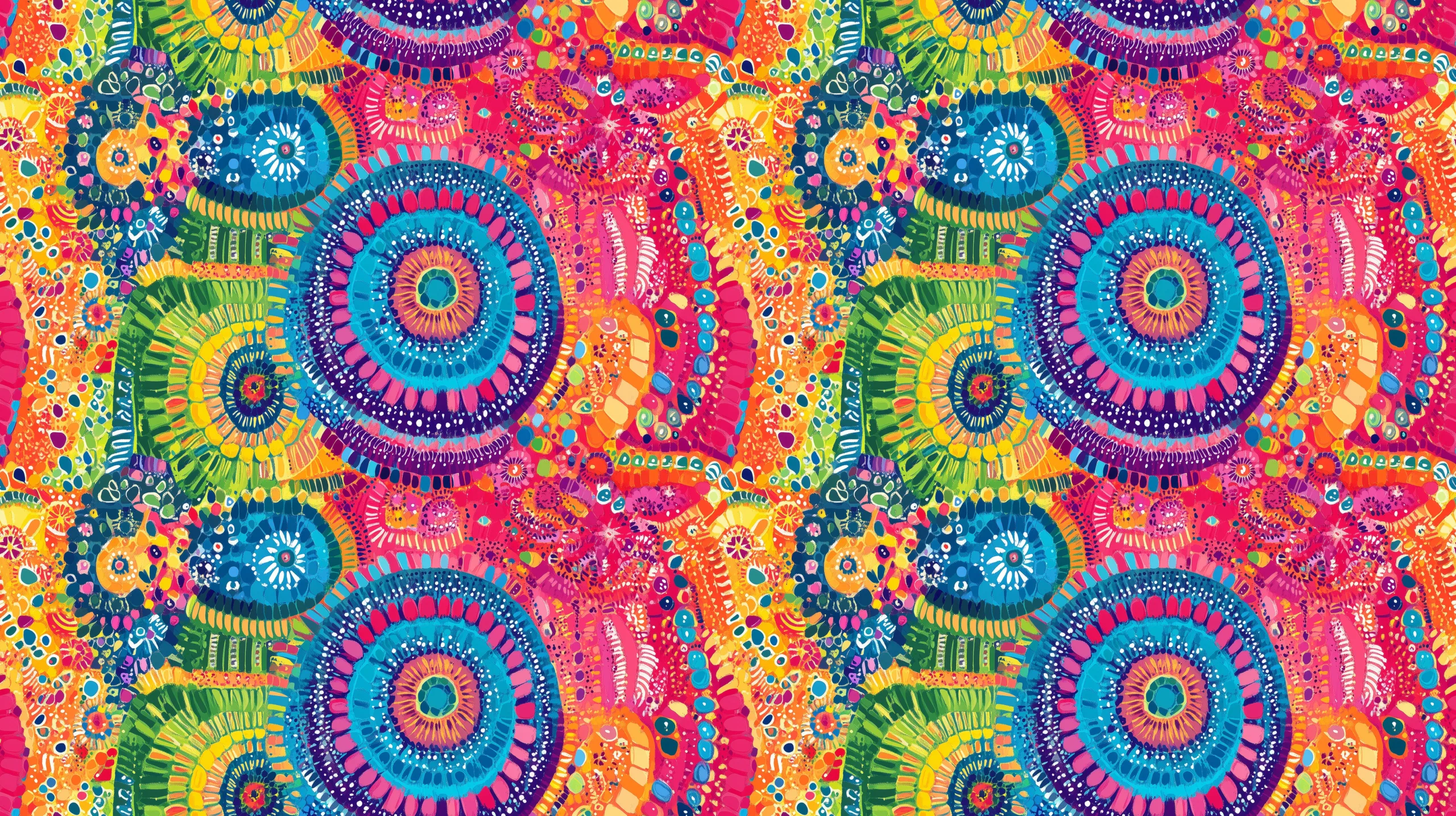 Rainbow Mandala abstract design on a colourful background, a beautiful jersey stretch fabric for sewing clothes.