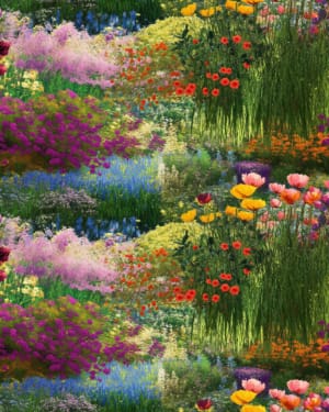 PREORDER Due December Monet Flower Garden French Terry Fabric £18pm