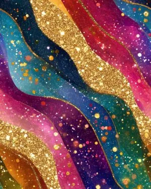 PREORDER due January 2025 Rainbow Glitter Wave Jersey Fabric £16.50pm