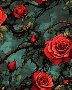 Teal Rose Jersey Fabric £16.50pm