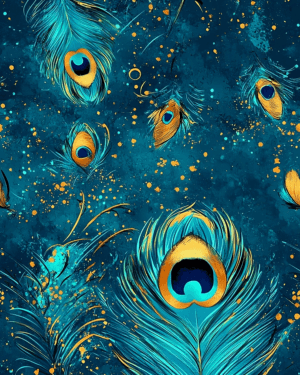 Gilded Peacock Feathers Jersey Fabric £16.50pm