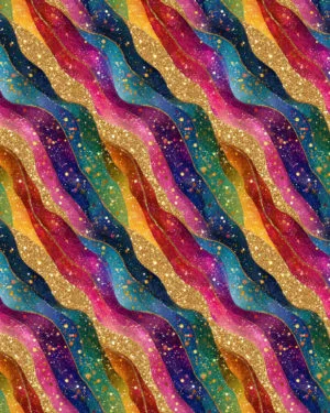 PREORDER Due January 2025 Rainbow Glitter Wave French Terry Fabric £18pm