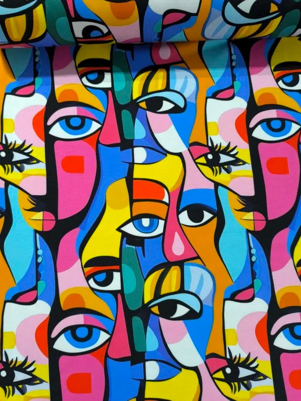 Pop Art Faces French Terry Fabric £18pm - Image 4