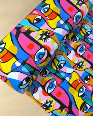 Pop Art Faces French Terry Fabric £18pm