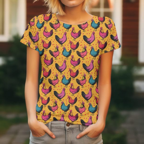 PREORDER due March 2025 Retro Chickens Jersey Fabric £16.50pm 5