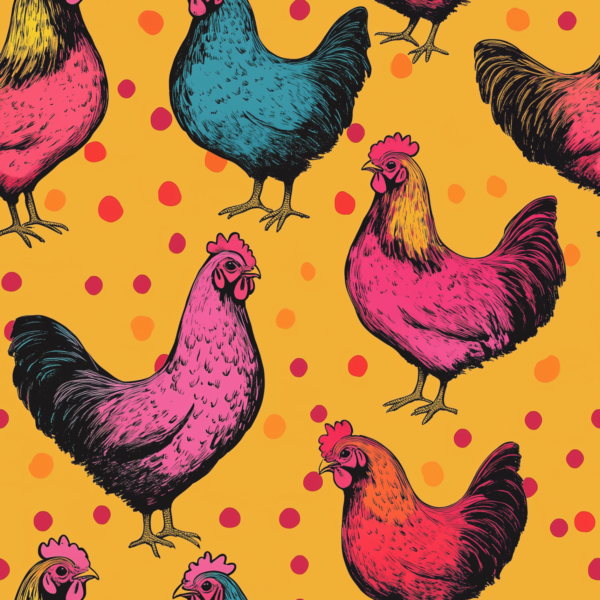 PREORDER due March 2025 Retro Chickens Jersey Fabric £16.50pm 4