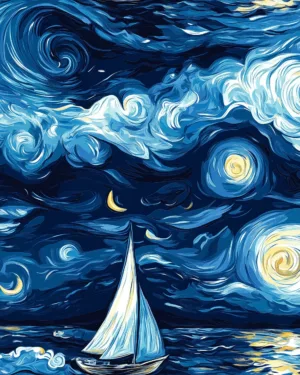 PREORDER due March 2025 Starry Sails Jersey Fabric £16.50pm