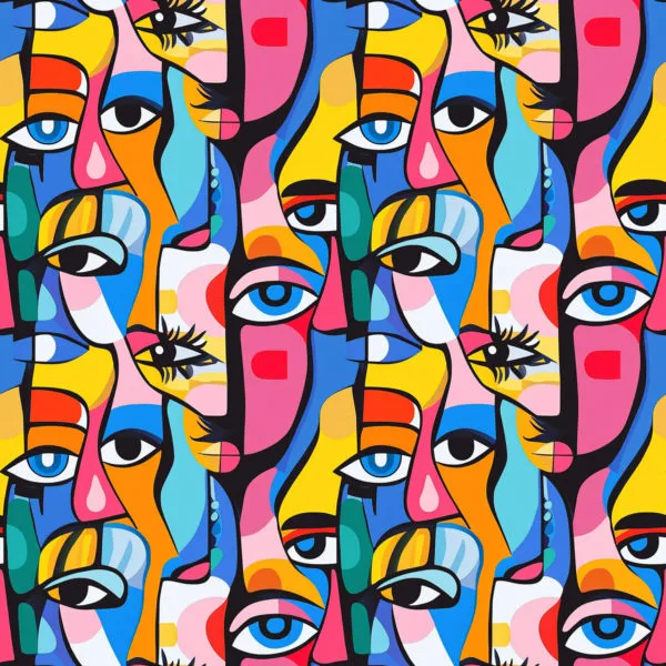 PREORDER Due March 2025 Pop Art Faces French Terry Fabric £18pm 5