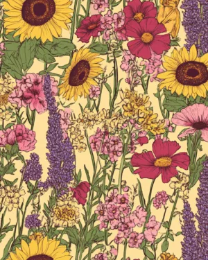 PREORDER due April 2025 Full Bloom Wildflower Jersey Fabric £16.50pm