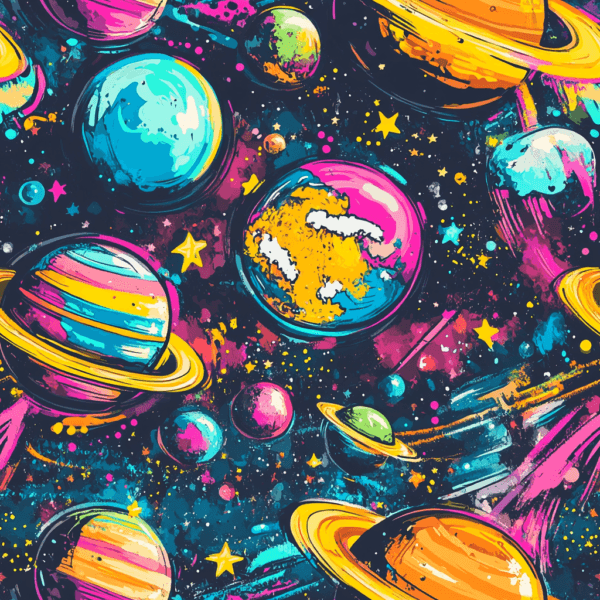 PREORDER due April 2025 Street Art Solar System Jersey Fabric £16.50pm 4