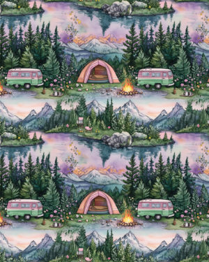 PREORDER due April 2025 Purple Camping Jersey Fabric £16.50pm