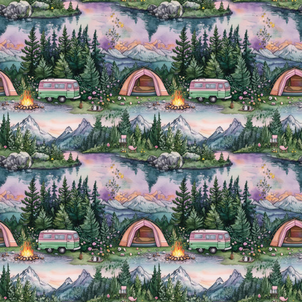 PREORDER due April 2025 Purple Camping Jersey Fabric £16.50pm 5