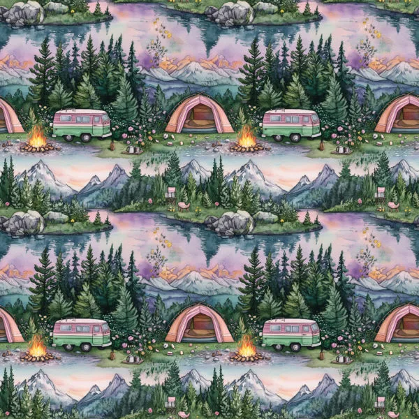 PREORDER due April 2025 Purple Camping Jersey Fabric £16.50pm 5