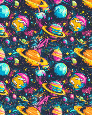 PREORDER due April 2025 Street Art Solar System Jersey Fabric £16.50pm