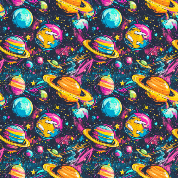 PREORDER due April 2025 Street Art Solar System Jersey Fabric £16.50pm 5