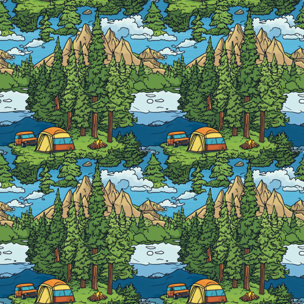 PREORDER due April 2025 Blue Camping Jersey Fabric £16.50pm 5