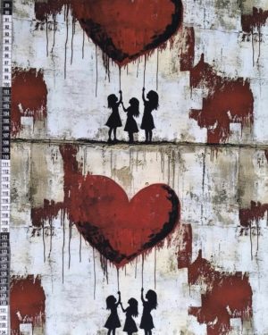 Banksy Balloon Girls Jersey Fabric £16.50pm