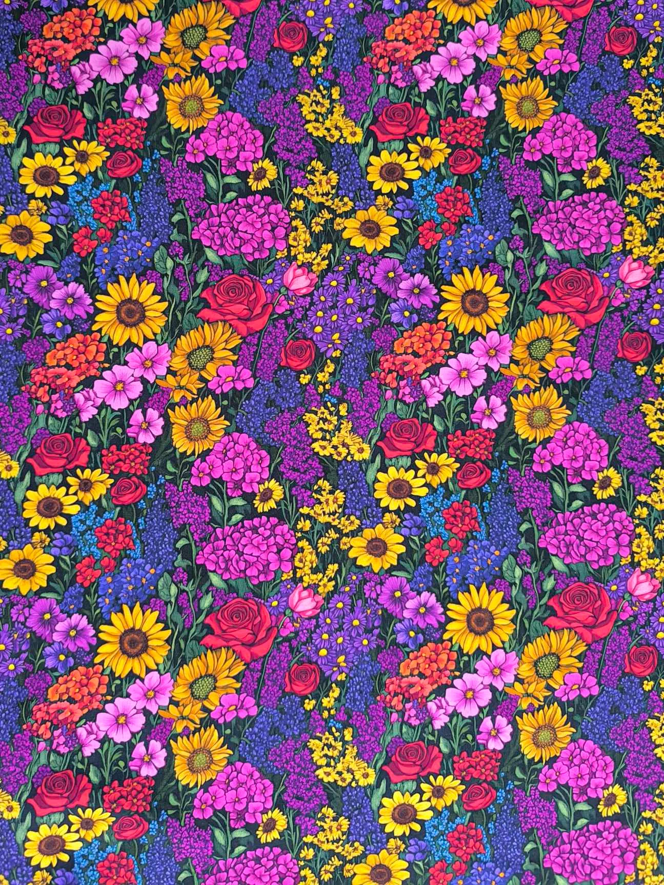 1.4m Piece Flower Medley Jersey Fabric - Image 9