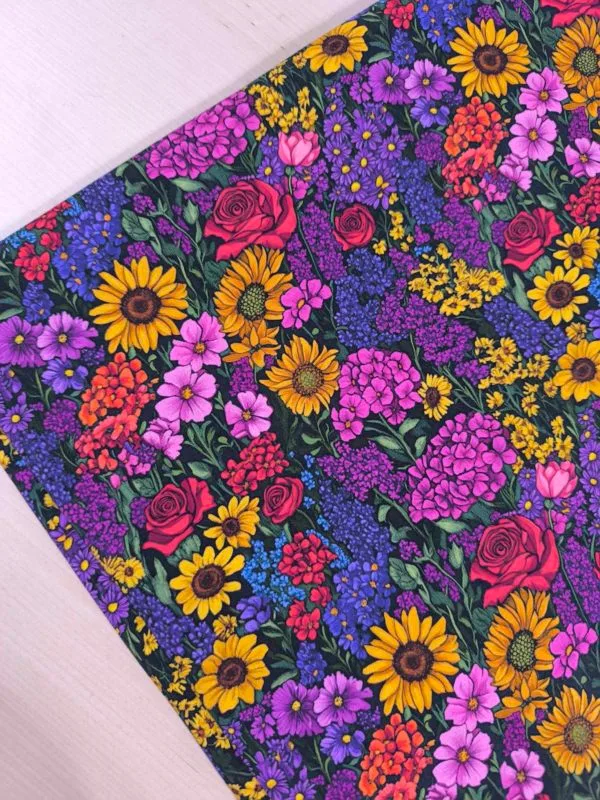 Flower Medley Jersey Fabric £16.50pm