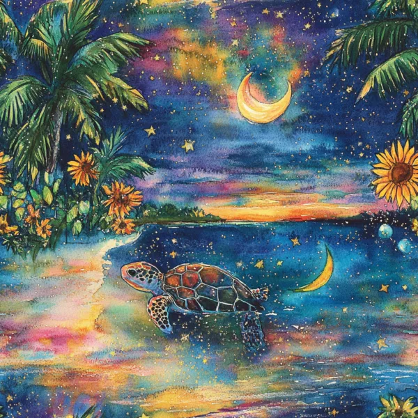 PREORDER due May 2025 Tropical Turtle Jersey Fabric £16.50pm