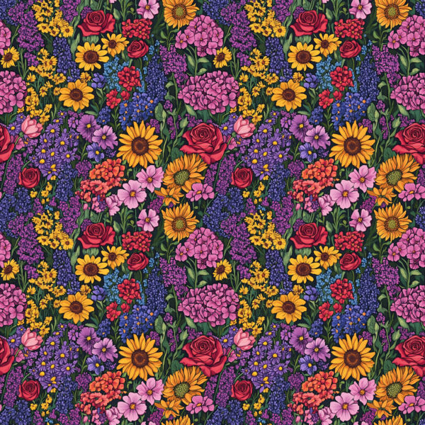 PREORDER due May 2025 Flower Medley Jersey Fabric £16.50pm 5