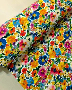 Sunshine Flowers Jersey Fabric £16.50pm