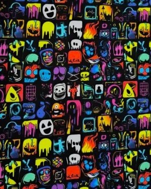 Neon Graffiti Jersey Fabric £16.50pm