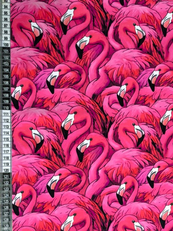Pink Flamingos on a jersey stretch fabric base, beautifully soft and stretchy material.