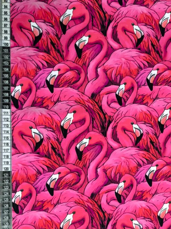 Pink Flamingos on a jersey stretch fabric base, beautifully soft and stretchy material.