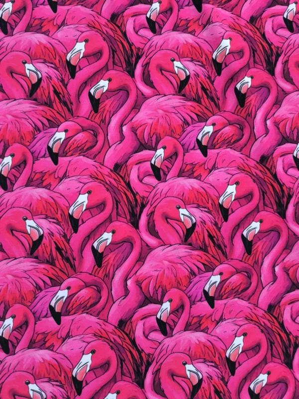 Pink Flamingos on a jersey stretch fabric base, beautifully soft and stretchy material.