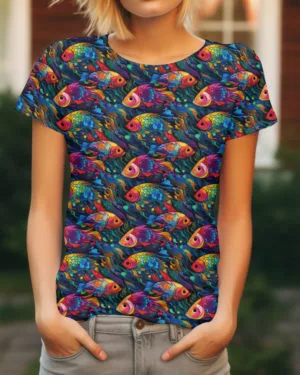 PREORDER due June 2025 Rainbow Fish Jersey Fabric £16.50pm